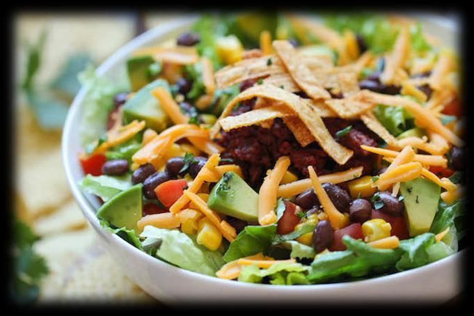 Southwest Salad Serves 8 Romaine Lettuce / [10 cups] Chopped Corn / [1 cup] Whole-kernel sweet, drained Black Beans / [1 cup] Drained and rinsed Roma Tomatoes / [2] Diced Cilantro Leaves / [4 Tbsp]
