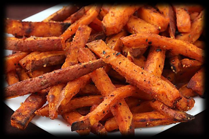 Root Veggie Fries Root Vegetable / [2 lbs.] Example: white potatoes, sweet potatoes, carrots, parsnips, turnips Brown Rice Flour or White Flour / [5 Tbsp] Lemon Juice / [1 Tbsp] Soy Sauce / [1 tsp.