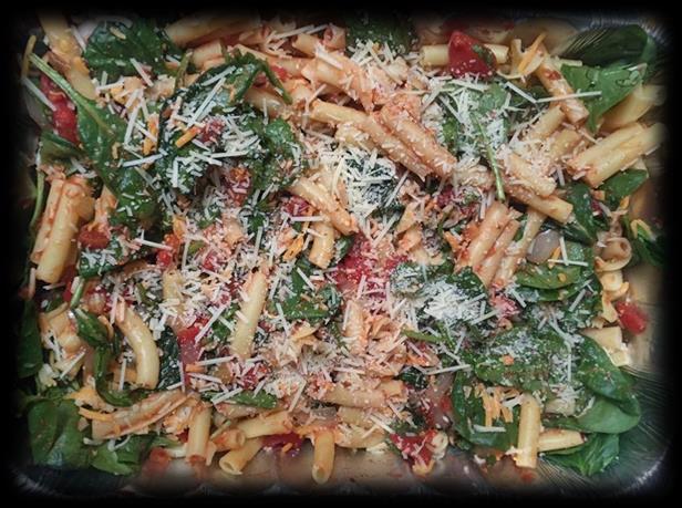 Baked Pasta Casserole Serves 8 Pasta of Choice / [1 lb] Cooked, al dente Parmesan Cheese / [1 cup] Shredded Mozzarella Cheese / [8 oz] Garlic / [4 cloves] Minced Tomatoes / [4 15-oz cans] Italian