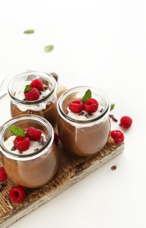 OVERNIGHT CHOCOLATE CHIA SEED PUDDING Adapted from The Minimalist Baker, Serves 4 1 1/2 cups (360 ml) unsweetened almond milk 1/3 cup (63 g) chia seeds 1/4 cup (24 g) unsweetened cocoa powder 2-5
