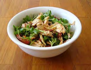 Chicken and Sweet Potato Salad 2 Serves 1 chicken breast, BBQ or poached, diced 2 cups diced sweet potato, boiled 2 /3 cup cashews, un-salted 1 bunch fresh coriander, roughly chopped 1 garlic clove,