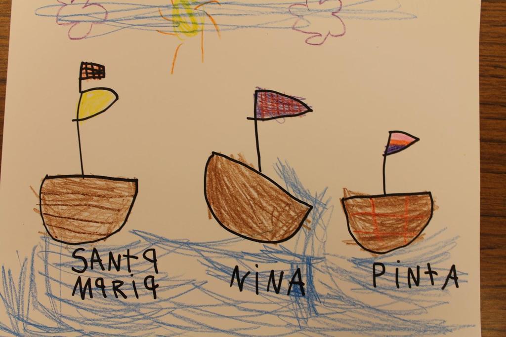 He went with three ships, the Nina, the Pinta, and the Santa Maria.
