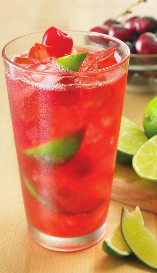 SPIRIT-FREE COCKTAILS CHERRY LIMEADE Sweet cherries, tart lime and a sparkle of Sprite team up for this thirst quenching summery drink. 4.