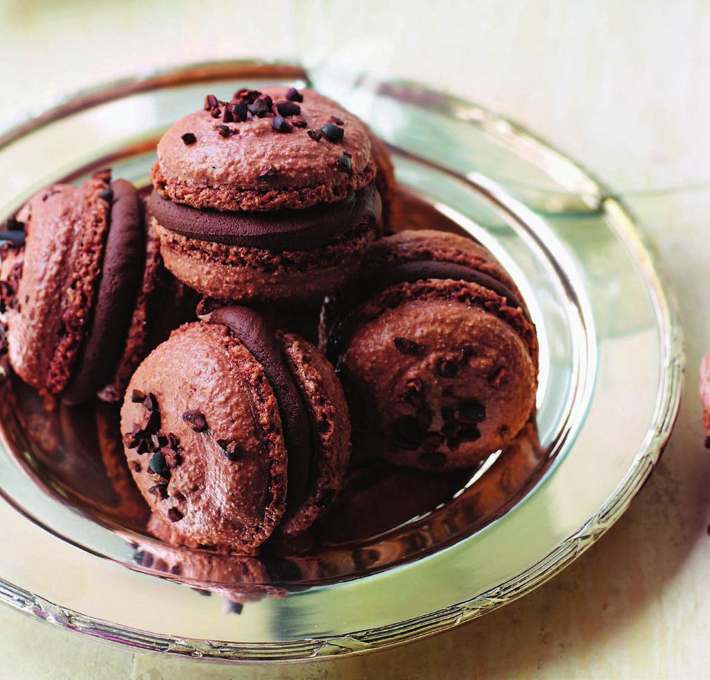 The MACAROONS are sandwiched together with chocolate filling Double chocolate macaroons MAKES 28 200g (7oz) icing sugar 125g (4oz) ground almonds 15g (½oz) cocoa powder 3 free-range egg whites 25g