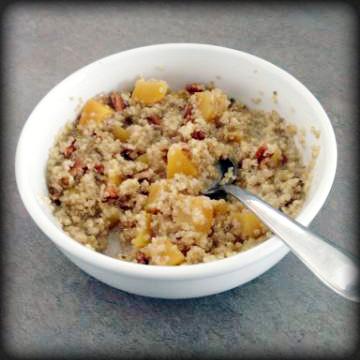 Quinoa Breakfast Porridge 1/4 cup Peaches (chopped) 1 oz Pecans
