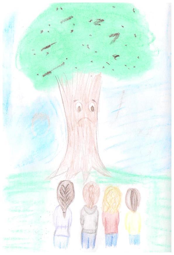 Until one day, when four girls emerged: Mary, Susan, Zosia and Amelka, observing the trunk and leaves.