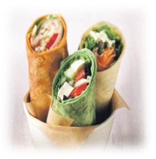 95 ASSORTED WRAPS Assorted wraps (chicken, turkey, tuna salad, or veggie) Soup Celery and carrot sticks with dipping sauce $24.