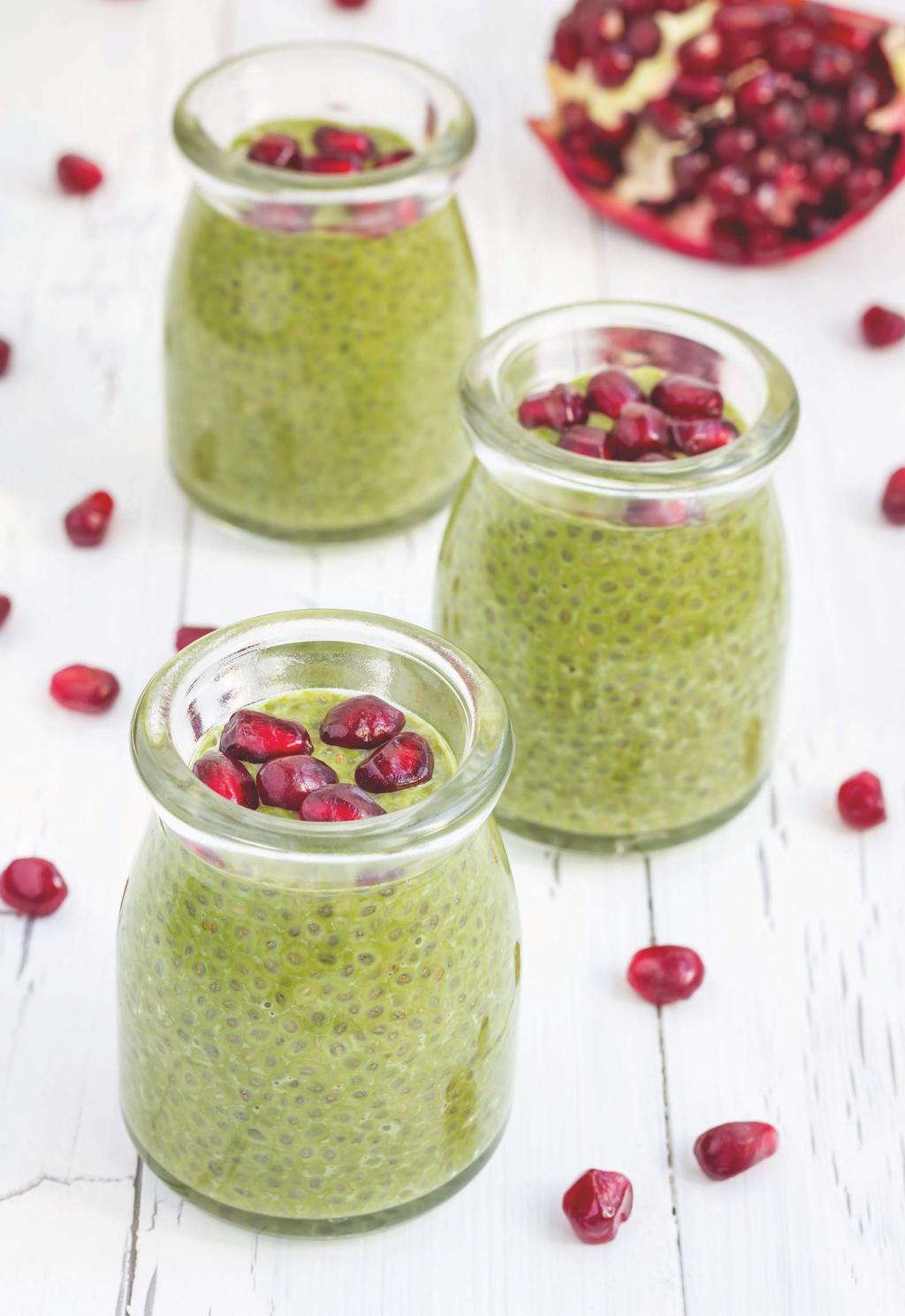MATCHA CHIA PUDDING 20 MINS 1 HOUR 2 BOWLS - 2 cups of almond milk - 1 tsp of vanilla extract - 1-2 cups of mixed berries - 6 tbsp of slendertoxtea chia seeds - 1 tsp of slendertoxtea ceremonial
