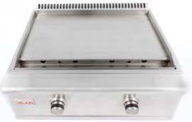 Stainless steel cover protects griddle when not in use.