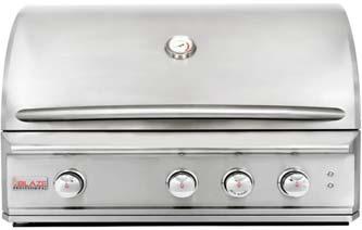 GAS GRILLS (continued) BLAZE PROFESSIONAL BUILT-IN GRILLS (continued) 34" 3-Burner BLAZE PROFESSIONAL Built-In Gas Grill BLZ3PROLP BLZ3PRONG 34" 3-Burner BUILT-IN GRILL with 816 sq. in.
