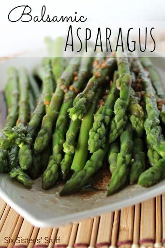 SMALLER FAMILY- BALSAMIC ASPARAGUS S I D E D I S H Serves: 4 Prep Time: 10 Minutes Cook Time: 5 Minutes 2 cups water 1 bunch fresh asparagus (trimmed) 2 Tablespoons balsamic vinegar 1 Tablespoon