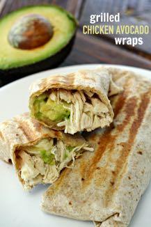 DAY 7 HEALTHY PLAN GRILLED CHICKEN AVOCADO WRAPS M A I N D I S H Serves: 6 Prep Time: 15 Minutes Cook Time: 3 Minutes Calories: 398 Fat: 19 Carbohydrates: 28.1 Protein: 29.5 Fiber: 6.