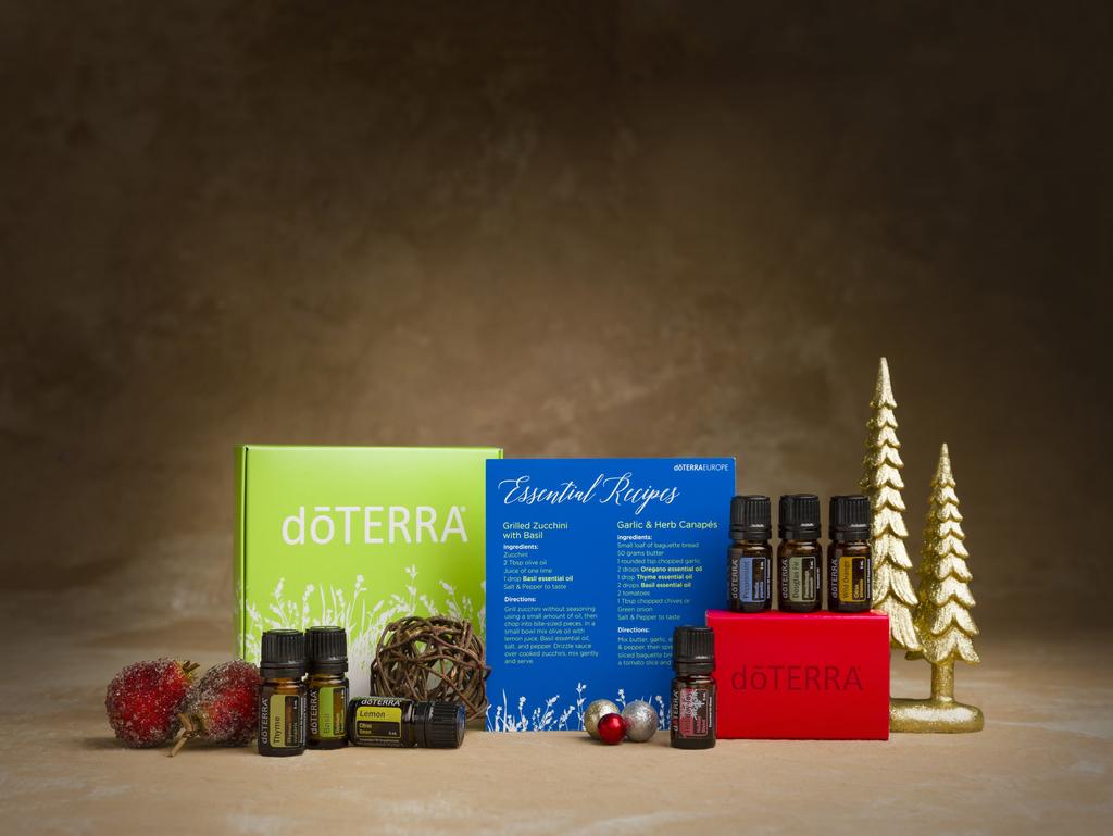 Spice up your holidays with 5 ml bottles of Lemon, Basil and Thyme in this boxed set that is perfect for your favorite recipes.