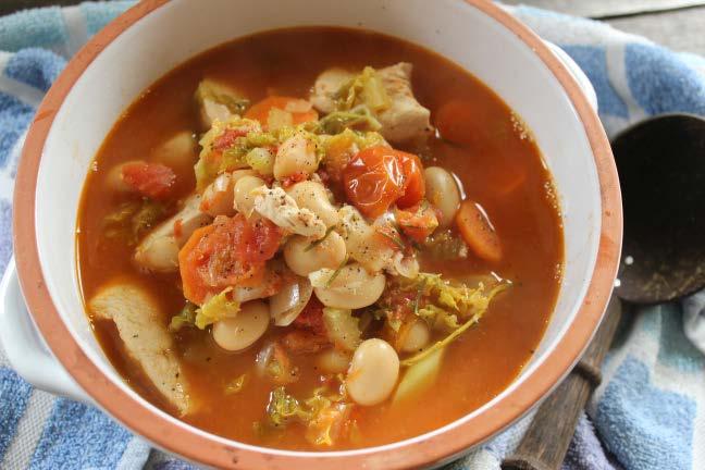 Chicken & butter bean stew 2 tsps extra virgin olive oil 1 medium sized white onion, finely chopped 2 celery sticks, finely chopped 1 medium sized carrot, peeled and sliced 4-5 cloves garlic, finely