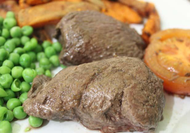 Smokey kangaroo steaks with spicy wedges 2 x kangaroo steak fillets (approximately 240g total weight) 300g sweet potato 20gml extra virgin olive oil 10ml hickory smoke sauce (also known as liquid