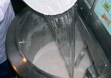 Mother yeast 20% Water 40% Flour 40% The timed electric mixers blend the mix of water, fl our
