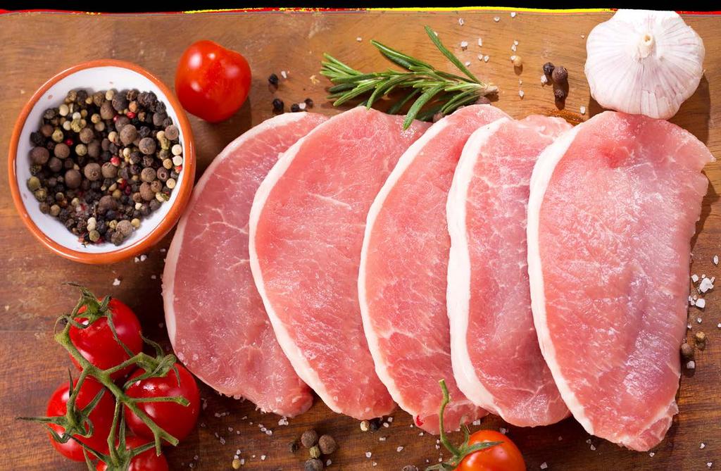 Product is cut only from boneless lean loin meat from graded hogs. Improvements in the pork industry no longer require cooking temperatures past 160 F or 71 C.
