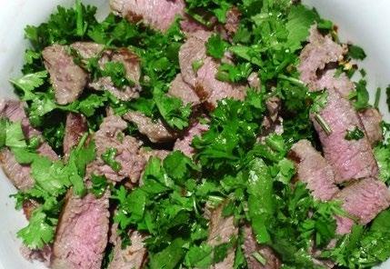 Kick Start Phase Recipes Argentinian Beef 450g (1lb) lean sirloin steak 4 tbsp. water 1 cup parsley, chopped 1 cup coriander (cilantro), chopped 2 tbsp. fresh lemon juice 2 tbsp. olive oil 1 tsp.