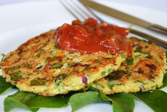 Vegetarian Recipes - All Phases Quinoa Patties Serves 2 (2 patties per serve) ½ cup cooked quinoa Large handful of baby spinach ½ red onion, finely chopped 25g (1oz) reduced fat cheese, grated 2