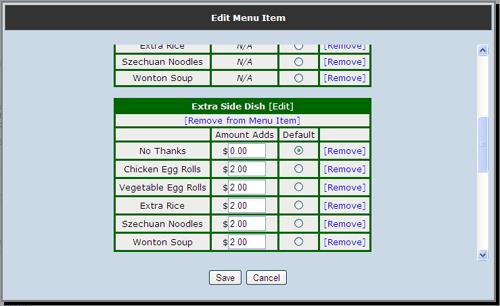 7. Scroll down to the Add a Side Salad modifier on the menu item.
