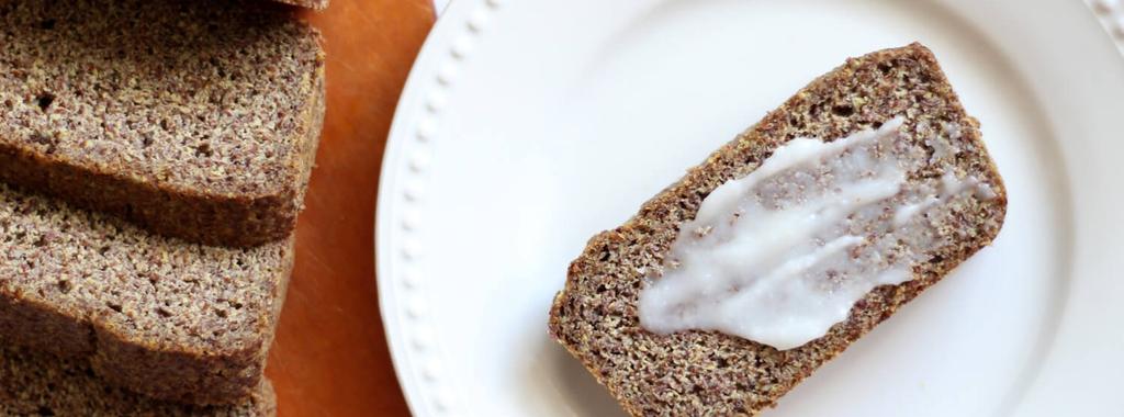 Grain-Free Flax Bread 6 ingredients 1 hour 10 servings 1. Preheat oven to 350F. Grease the inside of a loaf pan or line it with parchment paper. 2.