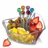 Picks rest in their own center holding tube. Bowl measures 6 x 6 x 2.75. BPA free. Colour box.