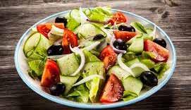 Greek Salad - Small Lettuce, cucumber, tomato, onion, assorted peppers, feta cheese and olives Greek Salad - Large Lettuce, cucumber, tomato, onion, assorted peppers, feta cheese and olives