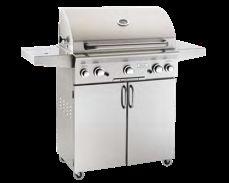 These portable models (in 36, 30" and 24 sizes) feature a flush mounted 12,000 BTU sideburner, rotisserie backburner with high performance rotisserie kit, dual