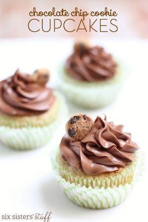 CHOCOLATE CHIP COOKIE CUPCAKES D E S S E R T Serves: 15 Prep Time: 20 Minutes Cook Time: 20 Minutes Cupcakes 3 eggs 1/2 cup vegetable oil 3/4 cup milk 1/2 cup sour cream 2 teaspoons vanilla 1 (17.