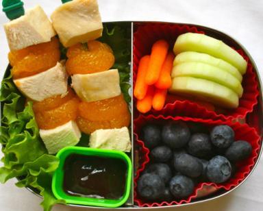 Place BBQ in a small container for dipping. 3. Serve with fruit and veggies of your choice. MOM Tip: This menu item is another great way to re-use chicken left overs!