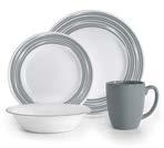 Brushed Black 1117022 16-Piece Set, Service for 4, includes 4 each 27cm Dinner Plates, 21.6cm Luncheon Plates, 532mL. Soup/CerealBowls, 325mL.