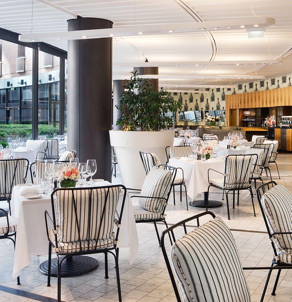 DINE & RELAX GARDEN COURT RESTAURANT Overflowing with light, this tranquil restaurant promises a modern French inspired menu, an extensive wine list, an open plan kitchen and warm personal