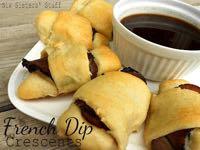 DAY 1 FRENCH DIP CRESCENTS M A I N D I S H Serves: 16 Prep Time: 10 Minutes Cook Time: 13 Minutes 2 (8 ounce) packages refrigerated crescent rolls 1 (16 ounce) package deli roast beef (sliced thin)