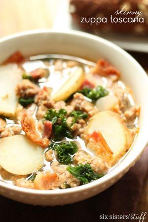 DAY 4 SMALLER FAMILY HEALTHY PLAN LIGHTENED UP ZUPPA TOSCANA M A I N D I S H Serves: 4 Prep Time: 10 Minutes Cook Time: 20 Minutes Calories: 495 Fat: 20 Carbohydrates: 35 Protein: 37 Fiber: 5.