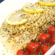 CASE: 3 x 600g > Atlantic Salmon Fillet boneless > Rich crust of breadcrumbs, lemon, cheddar and tarragon > Roast from frozen > Individually wrapped Micro 0006 Salmon