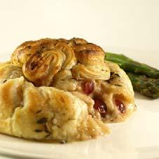 wine sauce with mushrooms, all encased in handmade puff pastry.