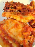 DAY 1 CROCK POT CHEESY RAVIOLI CASSEROLE RECIPE M A I N D I S H Serves: 8 Prep Time: 15 Minutes Cook Time: 5 Hours 1 Tablespoon olive oil 1/2 cup onion (chopped) 1 teaspoon minced garlic 2 (26 ounce)