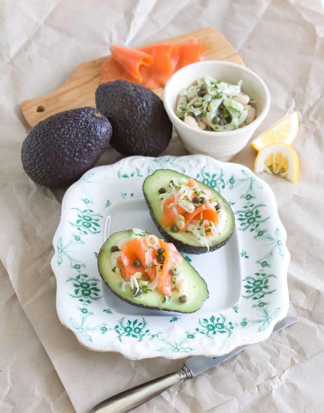 54 MADE BY HAND superfoods 55 Avocado with Smoked Salmon and Bean Salad Adding avocados to your diet is an excellent nutritional choice, as they contain high levels of vitamins and minerals for good