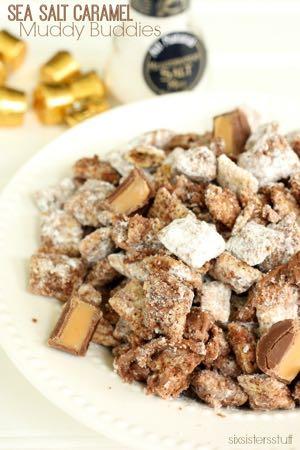 SMALLER FAMILY- SEA SALT CARAMEL MUDDY BUDDIES D E S S E R T Serves: 14 Prep Time: 20 Minutes Cook Time: 10 Minutes 11 cups Chocolate Chex Cereal 1/2 cup unsalted butter 1 (11.
