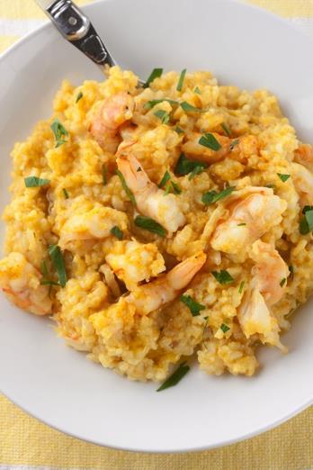 Shrimp & Saffron Risotto All onda or wavelike, is how the Italians describe a risotto with a very loose, creamy texture.