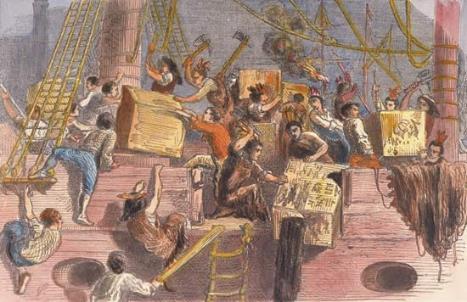 That night, the Sons of Liberty disguised themselves as Mohawk Indians and armed with hatchets marched to the dock.