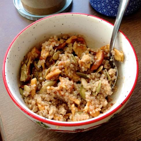 Cinnamon Apple Breakfast Quinoa Do you get bored with regular oatmeal? Swap it out for quinoa with an apple crisp twist!
