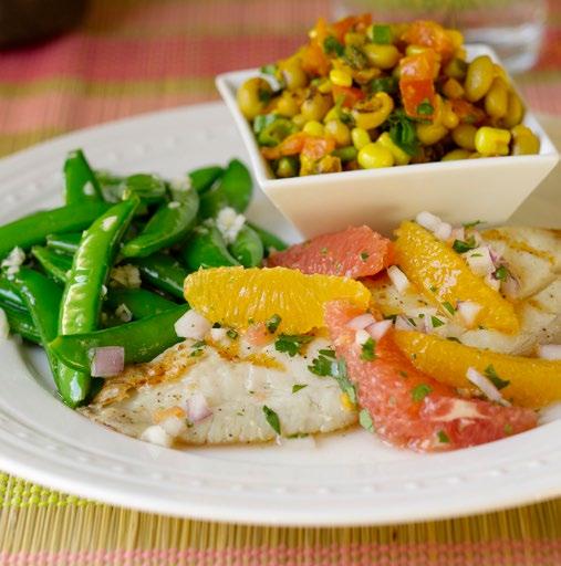 MONDAY FEBRUARY 25 TILAPIA WITH GRAPEFRUIT SALAD SERVES 4 Look for grapefruits that feel heavy for their size, because they will be extra juicy.