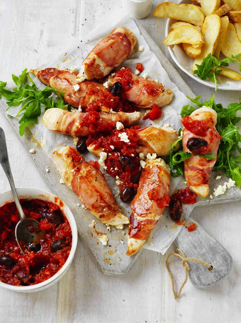 Roast Pancetta Chicken with Tomato, Olive Relish This delicious tomato and olive relish is also great served with sausages or steak.