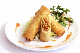 Spring Rolls 1 large handful of beansprouts 25g melted butter 1 large carrot 4 mushrooms Handful of spinach or cabbage Half finger-length fresh root ginger Small bunch coriander 100g prawns or 1