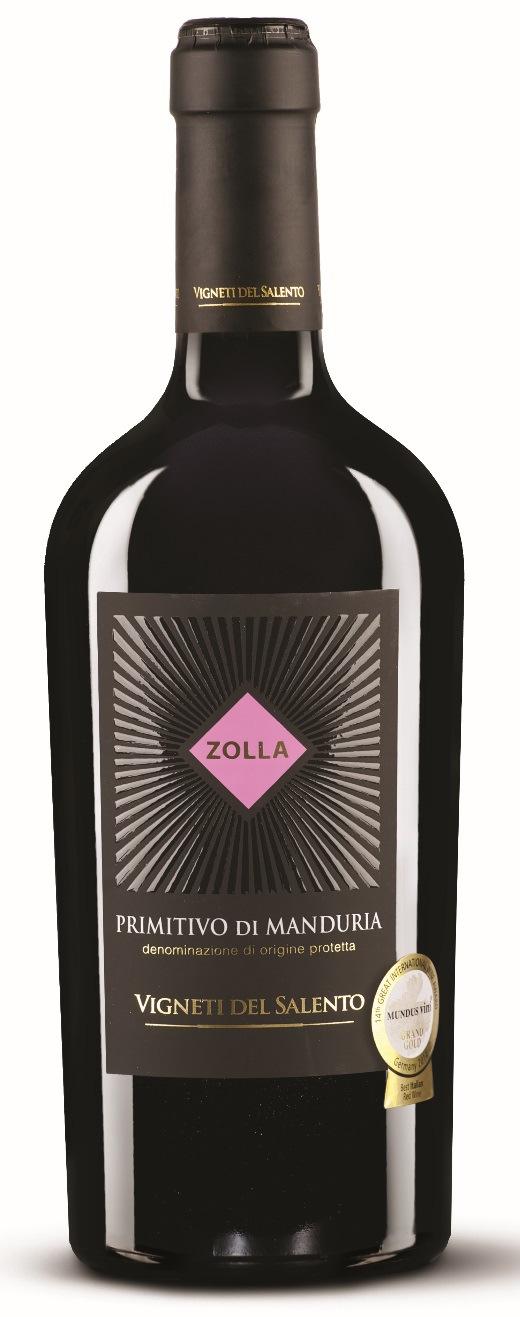 VIGNETI DEL SALENTO SALENTO PUGLIA ITALY ZOLLA SERIES VINIFICATION = De-stemming and crushing of the grapes, maceration at a controlled temperature for 8 10 days with regular pumping overs.