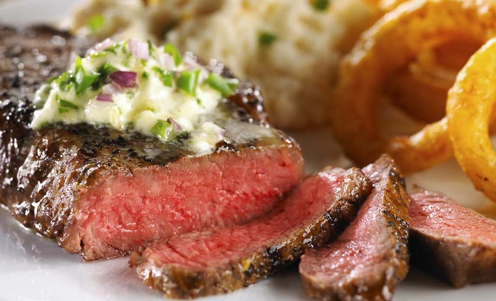 FILET MIGNON An unbelievable tender and flavorful 8-ounce center cut from tenderloin, expertly seasoned and fire-grilled just the way you like it.