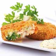 SALMON & BROCCOLI FISH CAKES 24 x 90g CODE: 384096 13.50 Frozen whitefish fish cakes in a golden breadcrumb. BREADED WHITEFISH FISH CAKES 30 x 113g CODE: 384095 6.