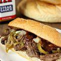 Slow Cooker Philly Cheese Steak Sandwiches Serves: 3 4 Prep time: 20 minutes Cook time: 6 7 hours Nonstick cooking spray 1 pound beef round steak ½ green pepper, sliced thin ½ medium onion, sliced