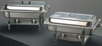HUERT RND HUERT Full-Size Faux Roll-Top Chafer Comes complete with dome cover, food pan, frame, two fuel holders and water pan. Cover opens to a full 90. Stainless steel.